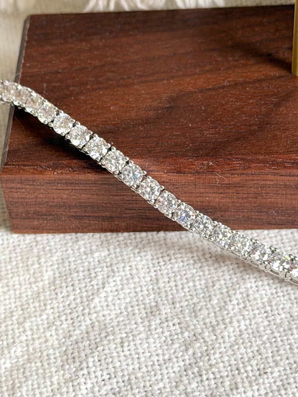 NEW! Rhodium With Cubic Zirconia Tennis Necklace Set - Clear Crystal - Picture 5 of 7